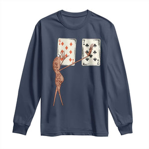 67 Marcus The Worm Poker Game Long Sleeve Shirt Funny Six Seven Meme Playing Cards TS14 Navy Print Your Wear