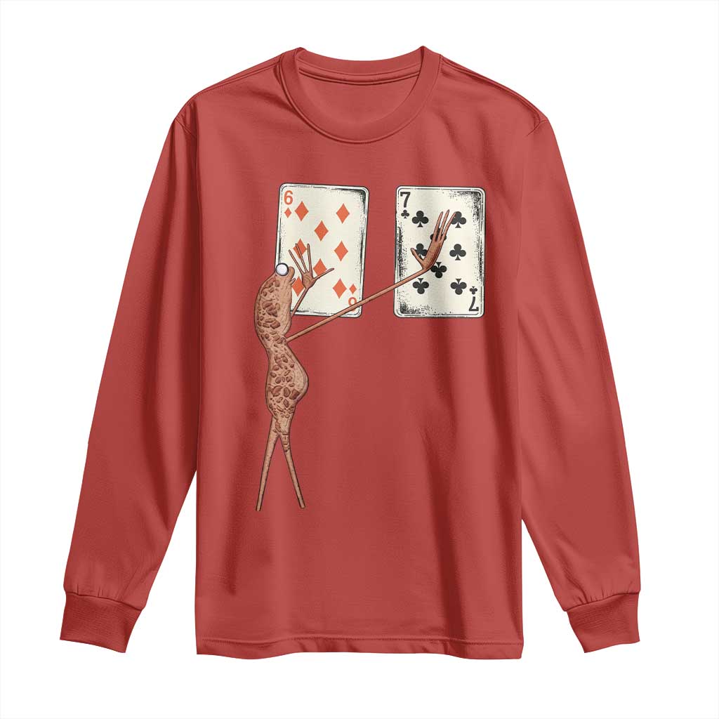 67 Marcus The Worm Poker Game Long Sleeve Shirt Funny Six Seven Meme Playing Cards TS14 Red Print Your Wear