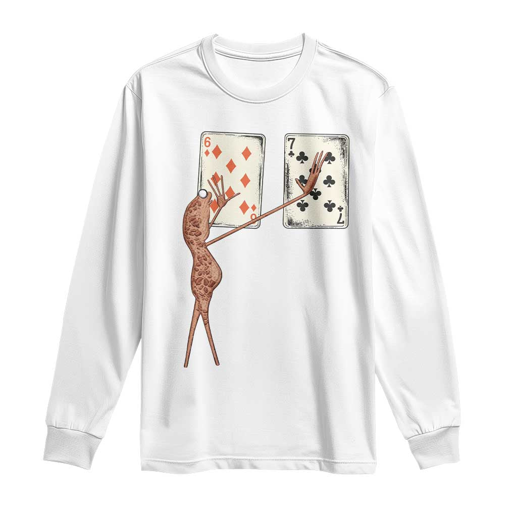 67 Marcus The Worm Poker Game Long Sleeve Shirt Funny Six Seven Meme Playing Cards TS14 White Print Your Wear
