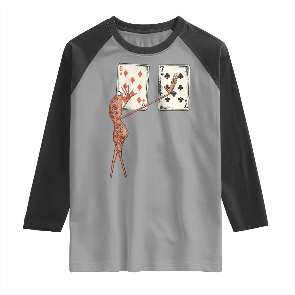 67 Marcus The Worm Poker Game Raglan Shirt Funny Six Seven Meme Playing Cards TS14 Sport Gray Black Print Your Wear