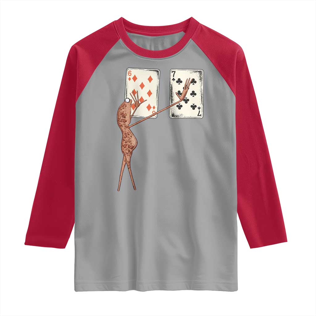 67 Marcus The Worm Poker Game Raglan Shirt Funny Six Seven Meme Playing Cards TS14 Sport Gray Red Print Your Wear