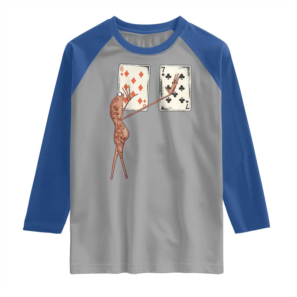 67 Marcus The Worm Poker Game Raglan Shirt Funny Six Seven Meme Playing Cards TS14 Sport Gray Royal Print Your Wear