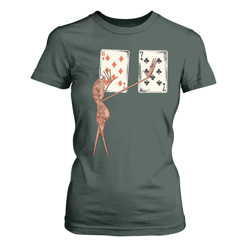 67 Marcus The Worm Poker Game T Shirt For Women Funny Six Seven Meme Playing Cards TS14 Dark Forest Green Print Your Wear