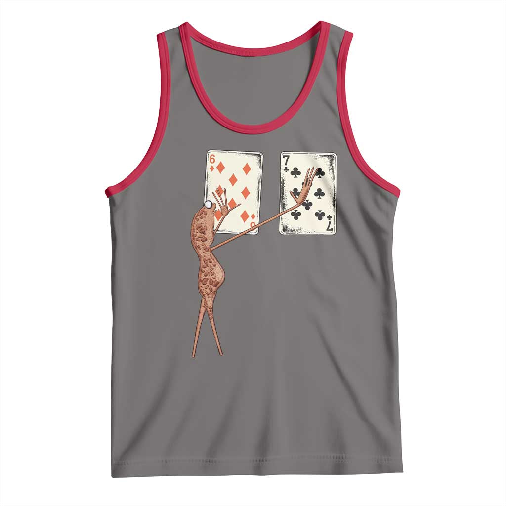 67 Marcus The Worm Poker Game Tank Top Funny Six Seven Meme Playing Cards TS14 Deep Heather Red Print Your Wear