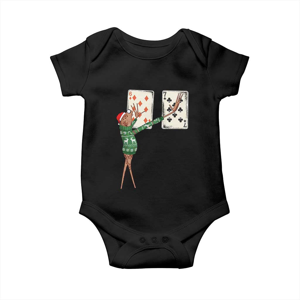 67 Marcus The Worm Poker Game Christmas Baby Onesie Funny Six Seven Meme Playing Cards Holiday Vibe TS14 Black Print Your Wear