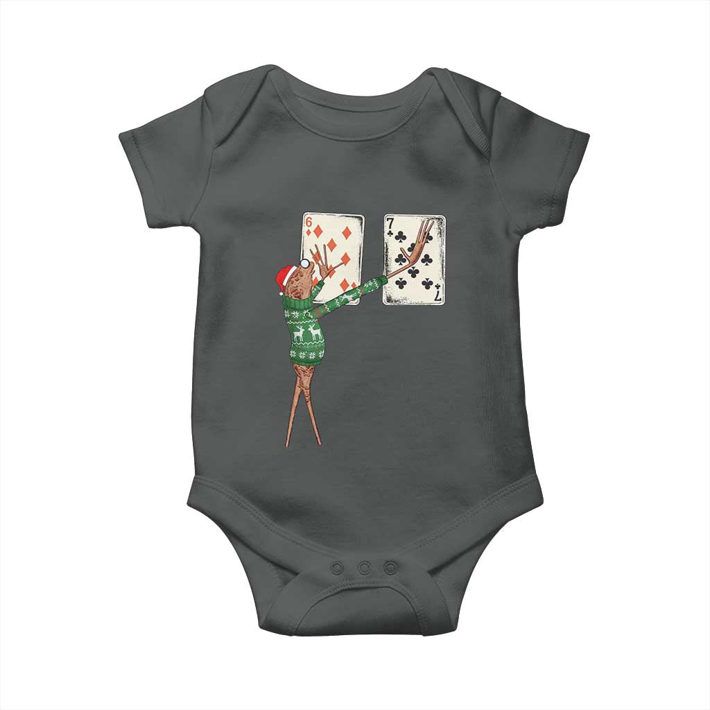 67 Marcus The Worm Poker Game Christmas Baby Onesie Funny Six Seven Meme Playing Cards Holiday Vibe TS14 Dark Heather Print Your Wear