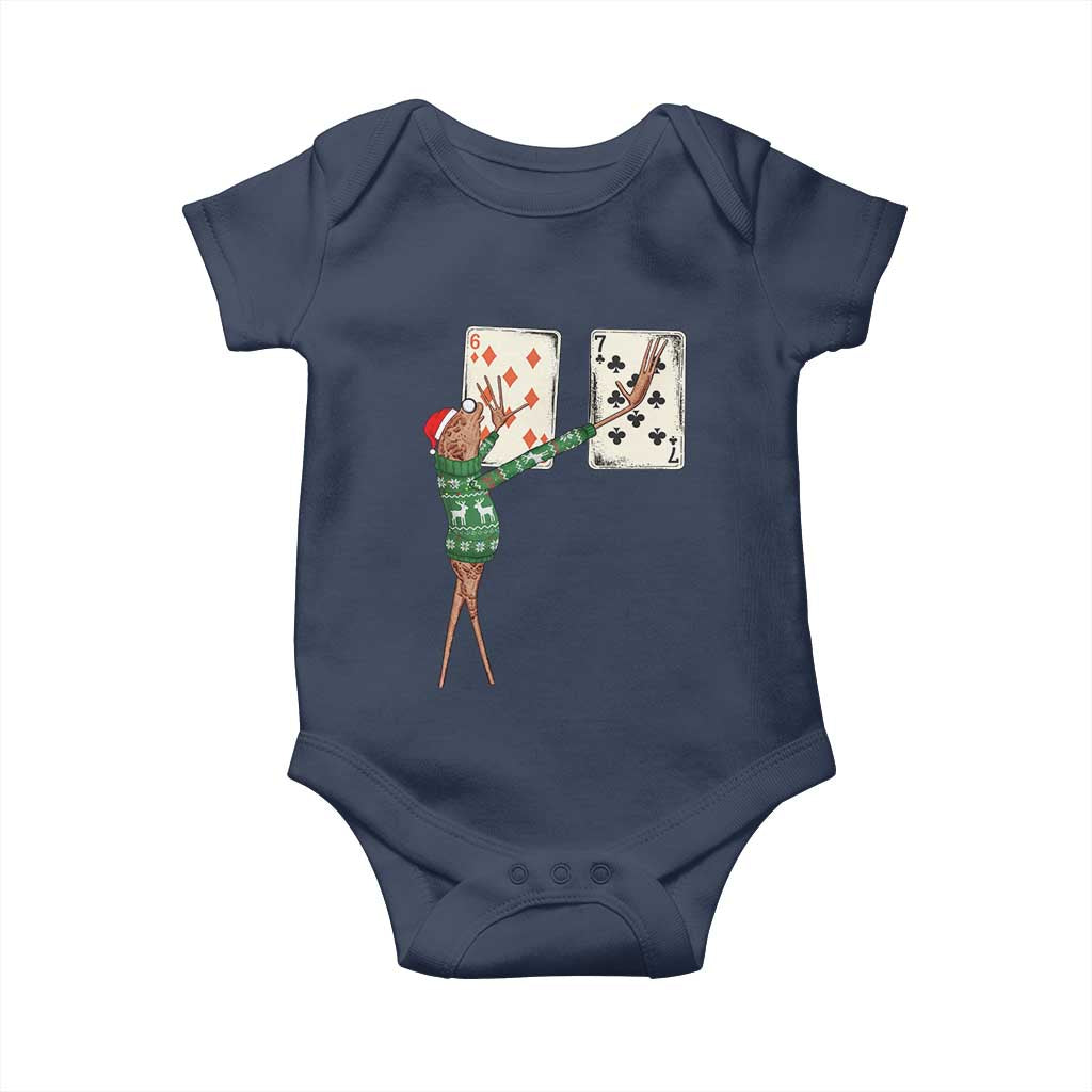 67 Marcus The Worm Poker Game Christmas Baby Onesie Funny Six Seven Meme Playing Cards Holiday Vibe TS14 Navy Print Your Wear