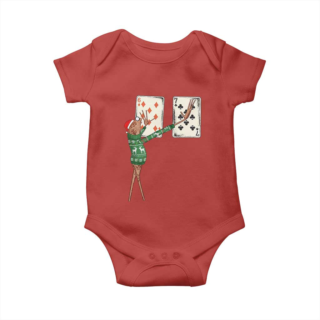 67 Marcus The Worm Poker Game Christmas Baby Onesie Funny Six Seven Meme Playing Cards Holiday Vibe TS14 Red Print Your Wear