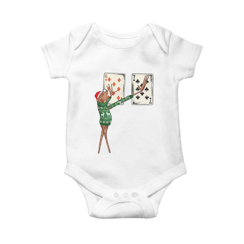 67 Marcus The Worm Poker Game Christmas Baby Onesie Funny Six Seven Meme Playing Cards Holiday Vibe TS14 White Print Your Wear