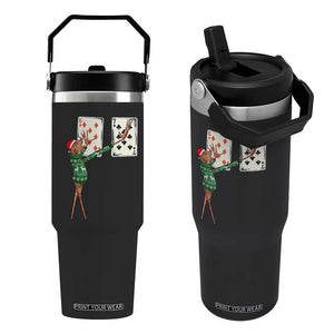 67 Marcus The Worm Poker Game Christmas Flip Straw Tumbler Funny Six Seven Meme Playing Cards Holiday Vibe TS14 One Size: 30 oz Black Print Your Wear