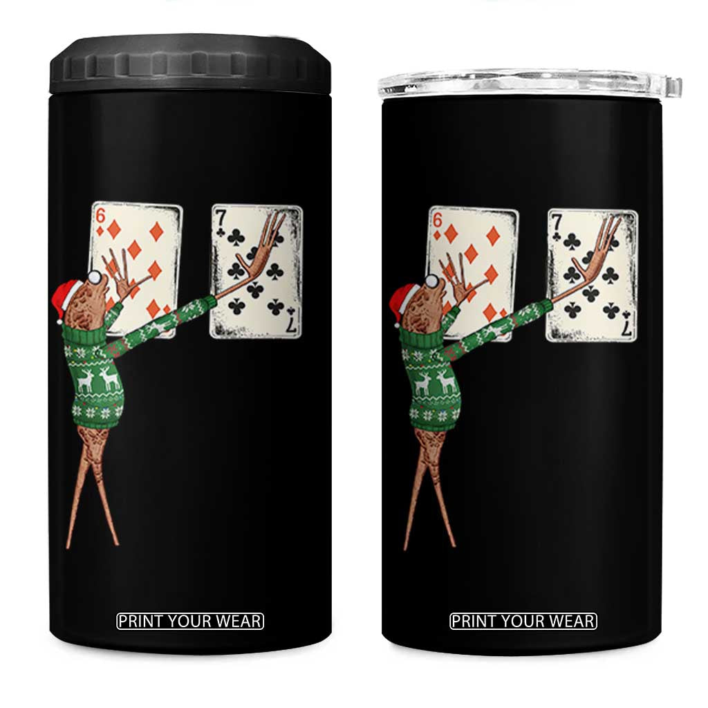 67 Marcus The Worm Poker Game Christmas 4 in 1 Can Cooler Tumbler Funny Six Seven Meme Playing Cards Holiday Vibe TS14 One Size: 16 oz Black Print Your Wear