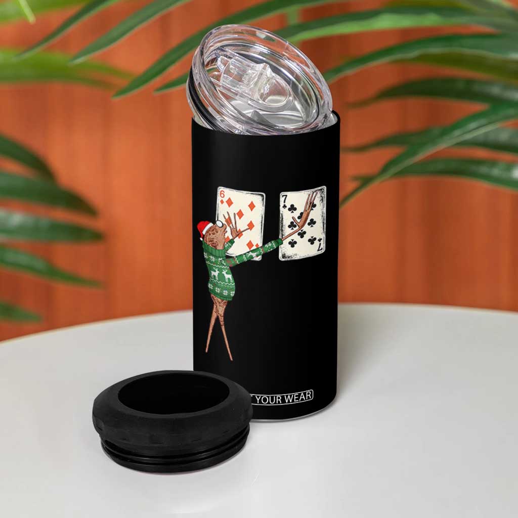 67 Marcus The Worm Poker Game Christmas 4 in 1 Can Cooler Tumbler Funny Six Seven Meme Playing Cards Holiday Vibe TS14 Print Your Wear