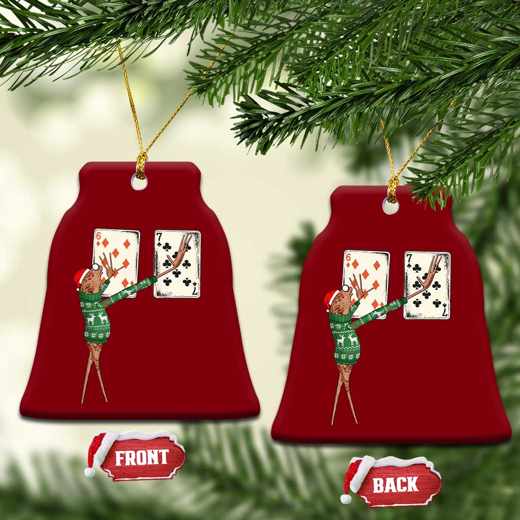 67 Marcus The Worm Poker Game Christmas Ceramic Ornament Funny Six Seven Meme Playing Cards Holiday Vibe TS14 Print Your Wear