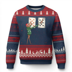 67 Marcus The Worm Poker Game Xmas Ugly Christmas Sweater Funny Six Seven Meme Playing Cards Holiday Vibe TS14 Navy Red Print Your Wear