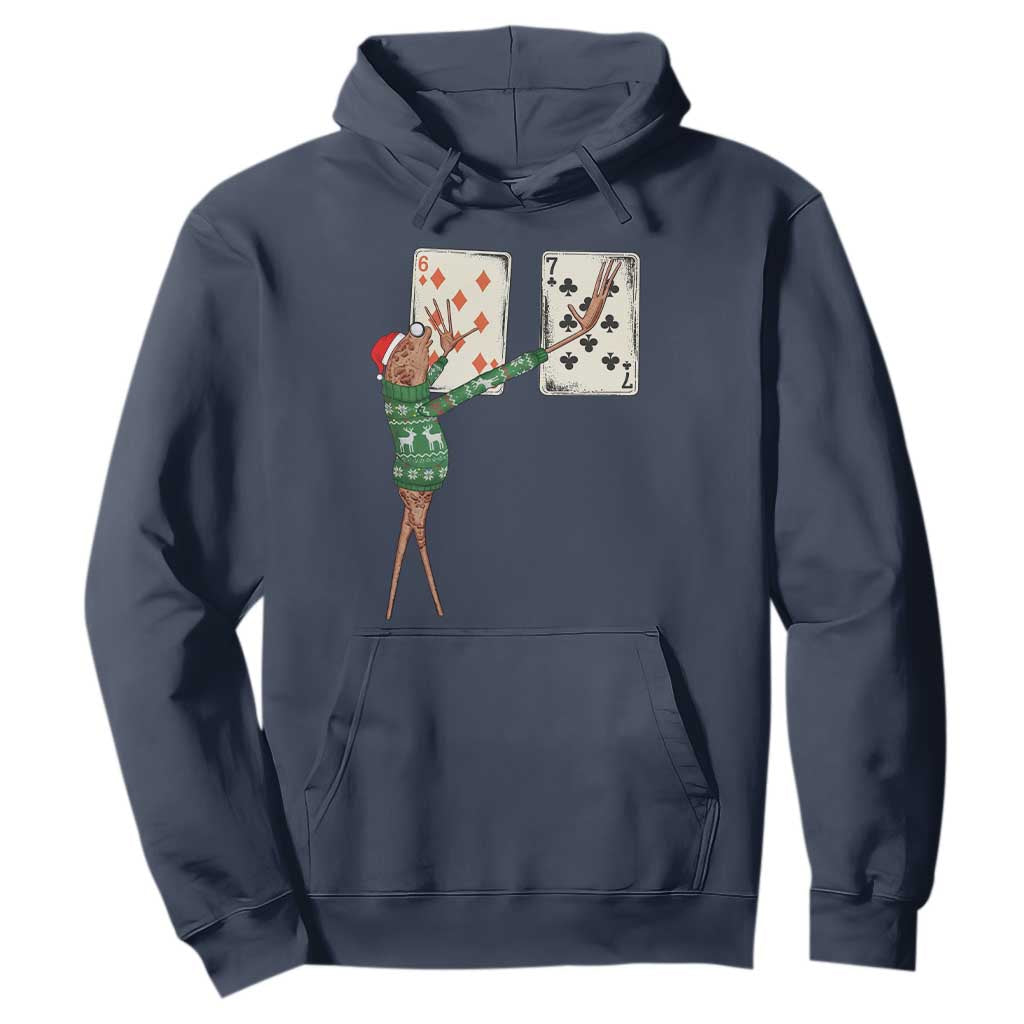 67 Marcus The Worm Poker Game Christmas Hoodie Funny Six Seven Meme Playing Cards Holiday Vibe TS14 Navy Print Your Wear