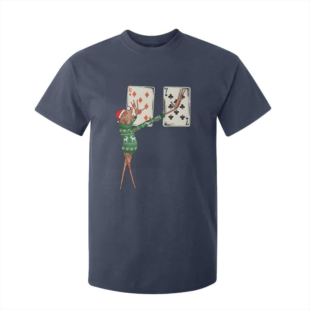 67 Marcus The Worm Poker Game Christmas T Shirt For Kid Funny Six Seven Meme Playing Cards Holiday Vibe TS14 Navy Print Your Wear