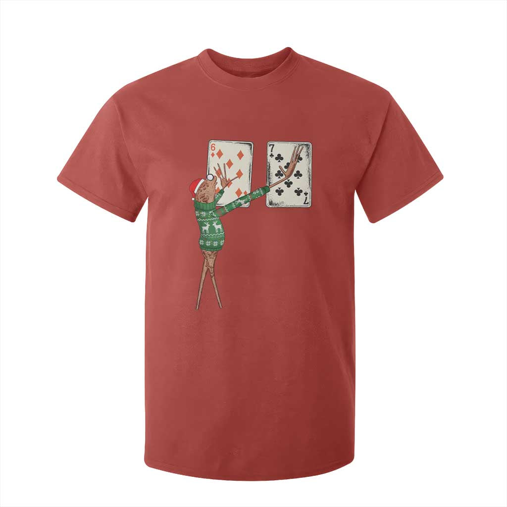 67 Marcus The Worm Poker Game Christmas T Shirt For Kid Funny Six Seven Meme Playing Cards Holiday Vibe TS14 Red Print Your Wear