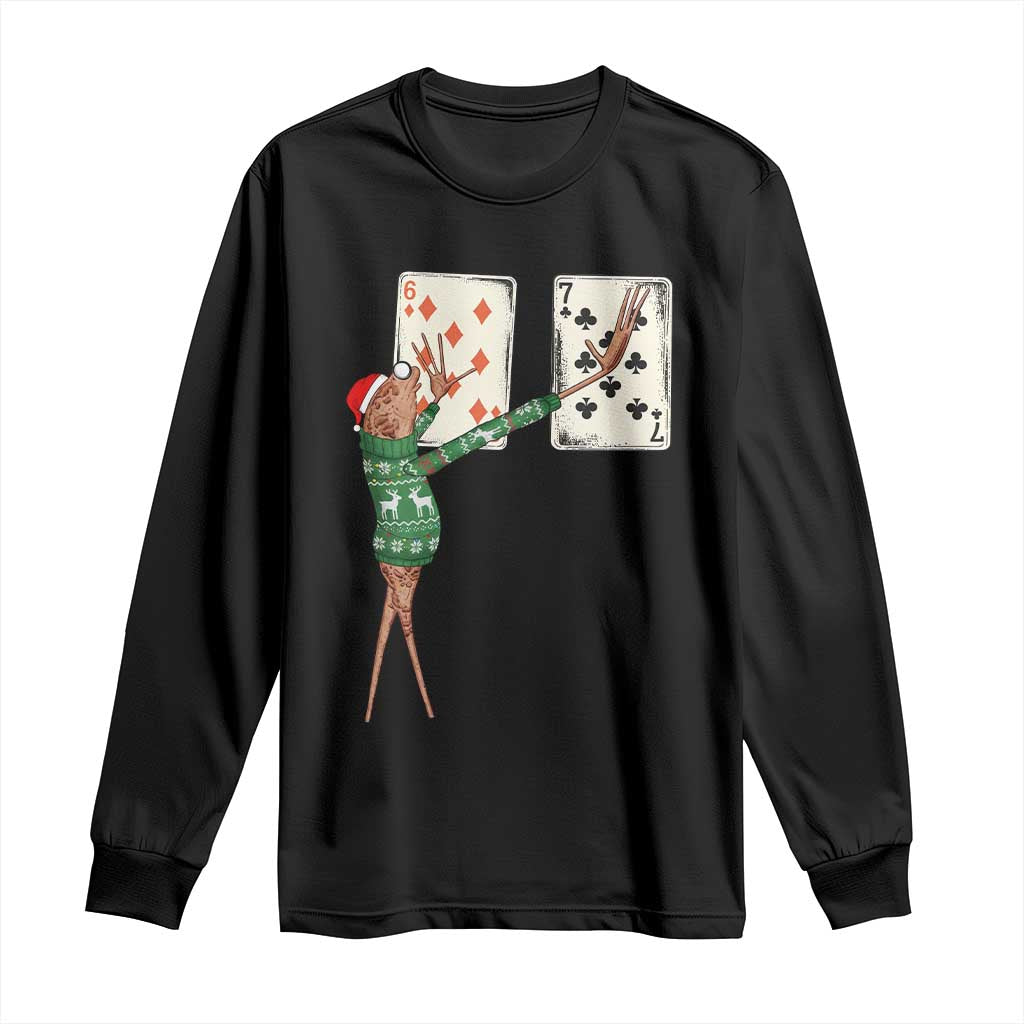 67 Marcus The Worm Poker Game Christmas Long Sleeve Shirt Funny Six Seven Meme Playing Cards Holiday Vibe TS14 Black Print Your Wear