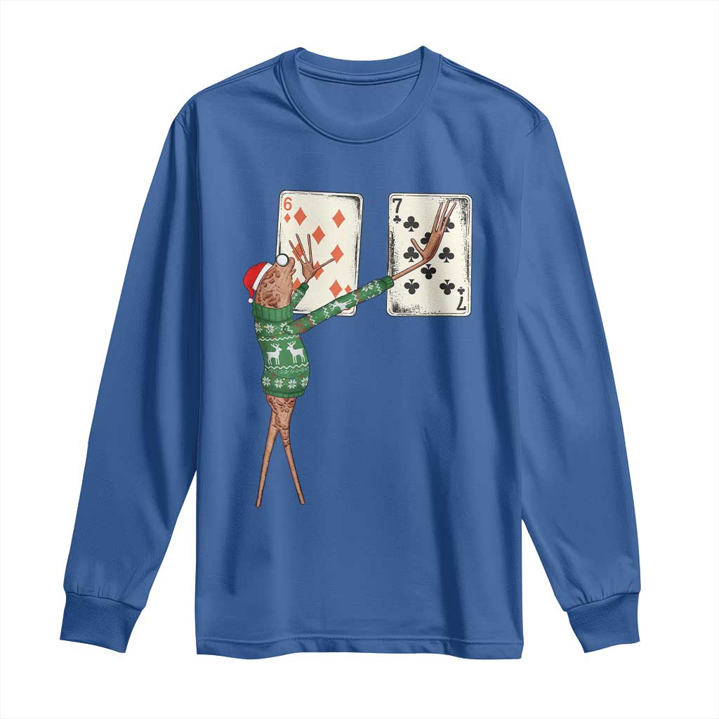 67 Marcus The Worm Poker Game Christmas Long Sleeve Shirt Funny Six Seven Meme Playing Cards Holiday Vibe TS14 Royal Blue Print Your Wear