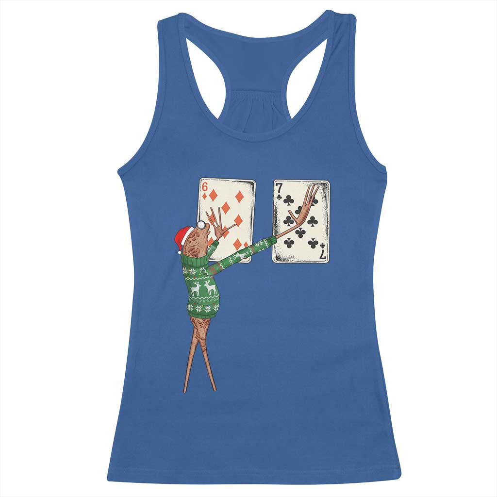 67 Marcus The Worm Poker Game Christmas Racerback Tank Top Funny Six Seven Meme Playing Cards Holiday Vibe TS14 Royal Blue Print Your Wear