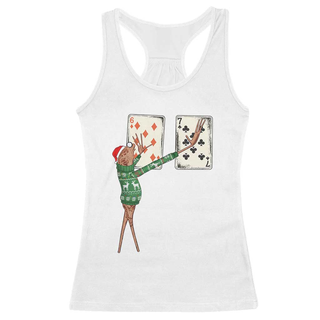 67 Marcus The Worm Poker Game Christmas Racerback Tank Top Funny Six Seven Meme Playing Cards Holiday Vibe TS14 White Print Your Wear