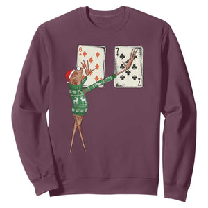 67 Marcus The Worm Poker Game Christmas Sweatshirt Funny Six Seven Meme Playing Cards Holiday Vibe TS14 Maroon Print Your Wear