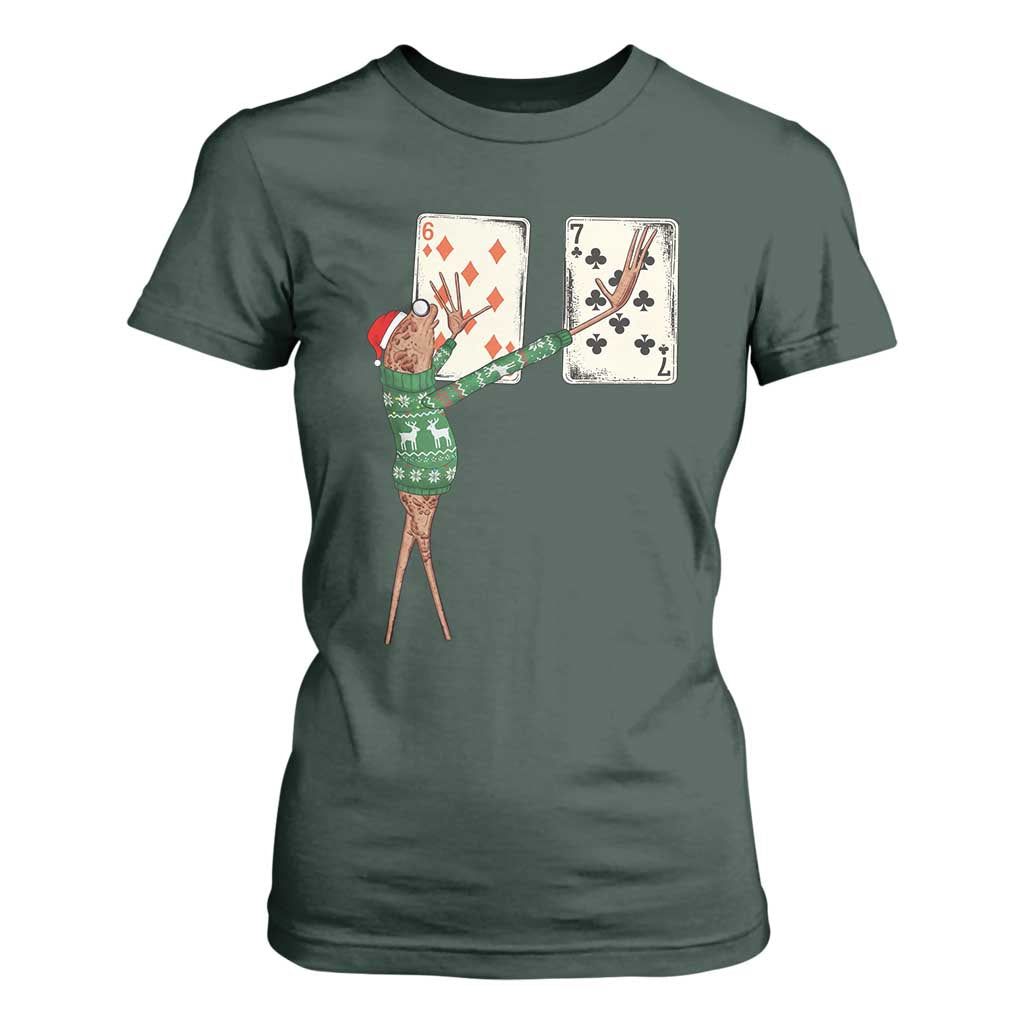 67 Marcus The Worm Poker Game Christmas T Shirt For Women Funny Six Seven Meme Playing Cards Holiday Vibe TS14 Dark Forest Green Print Your Wear