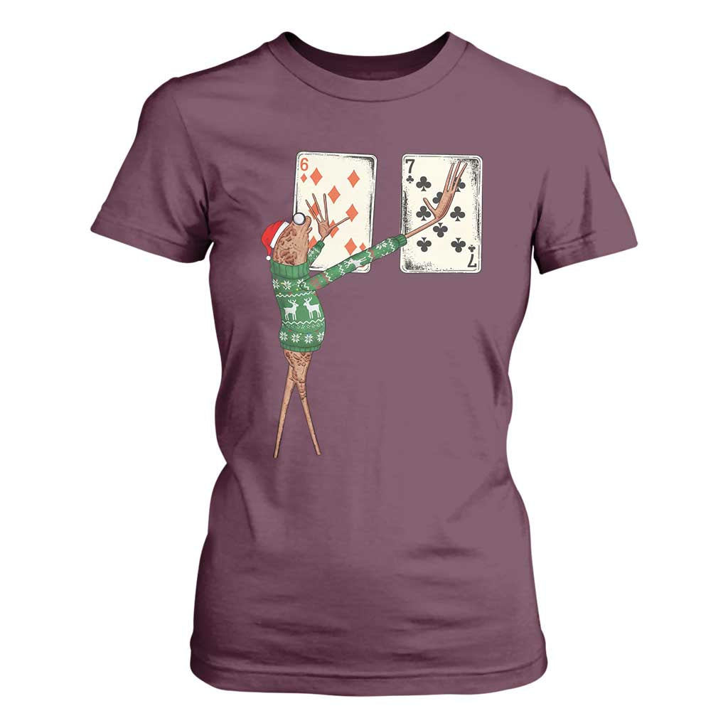 67 Marcus The Worm Poker Game Christmas T Shirt For Women Funny Six Seven Meme Playing Cards Holiday Vibe TS14 Maroon Print Your Wear