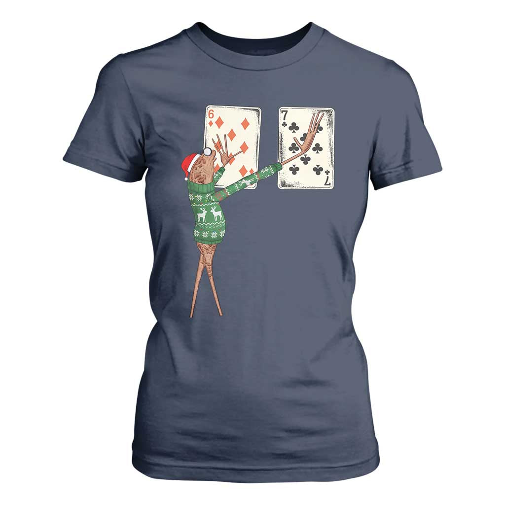 67 Marcus The Worm Poker Game Christmas T Shirt For Women Funny Six Seven Meme Playing Cards Holiday Vibe TS14 Navy Print Your Wear