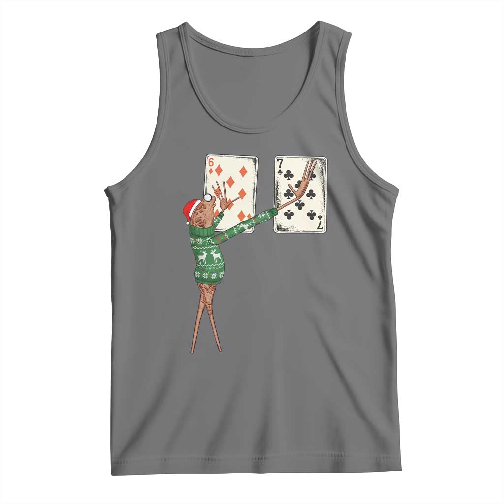 67 Marcus The Worm Poker Game Christmas Tank Top Funny Six Seven Meme Playing Cards Holiday Vibe TS14 Black Heather Print Your Wear