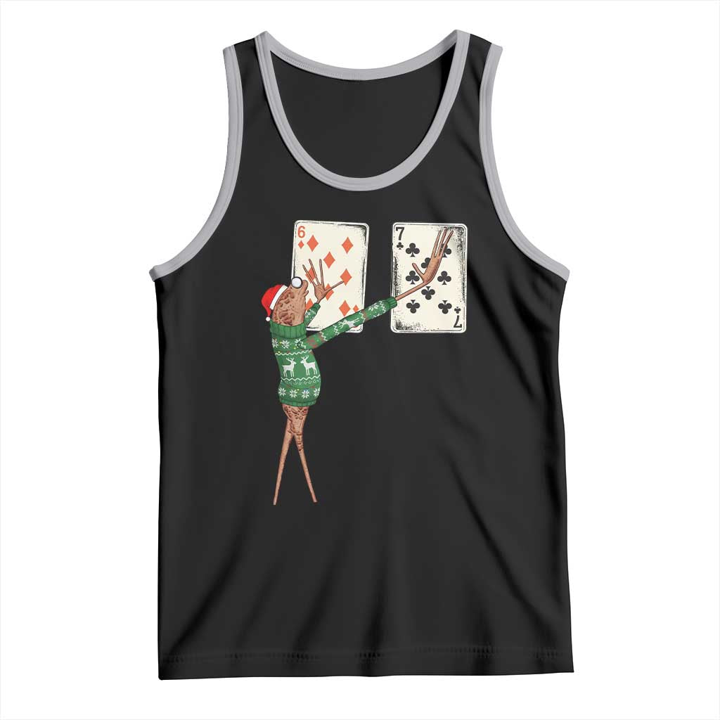 67 Marcus The Worm Poker Game Christmas Tank Top Funny Six Seven Meme Playing Cards Holiday Vibe TS14 Black Athletic Heather Print Your Wear