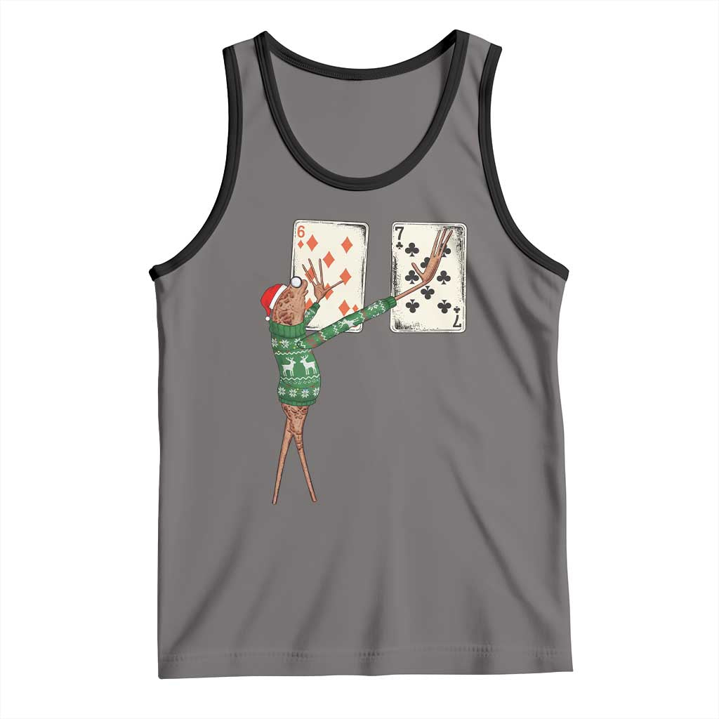 67 Marcus The Worm Poker Game Christmas Tank Top Funny Six Seven Meme Playing Cards Holiday Vibe TS14 Deep Heather Black Print Your Wear