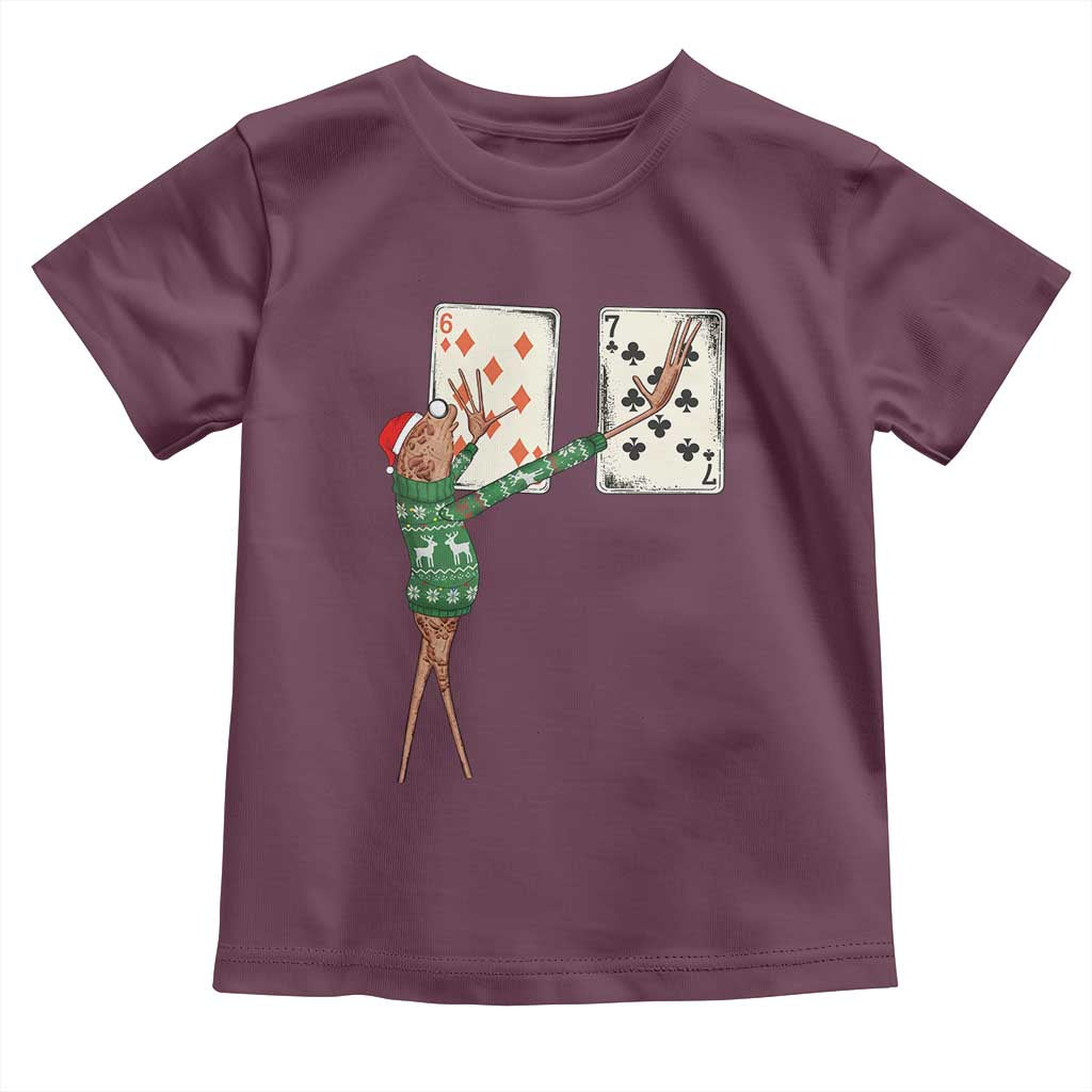 67 Marcus The Worm Poker Game Christmas Toddler T Shirt Funny Six Seven Meme Playing Cards Holiday Vibe TS14 Maroon Print Your Wear