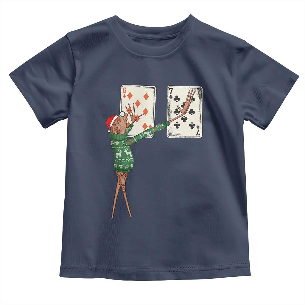 67 Marcus The Worm Poker Game Christmas Toddler T Shirt Funny Six Seven Meme Playing Cards Holiday Vibe TS14 Navy Print Your Wear