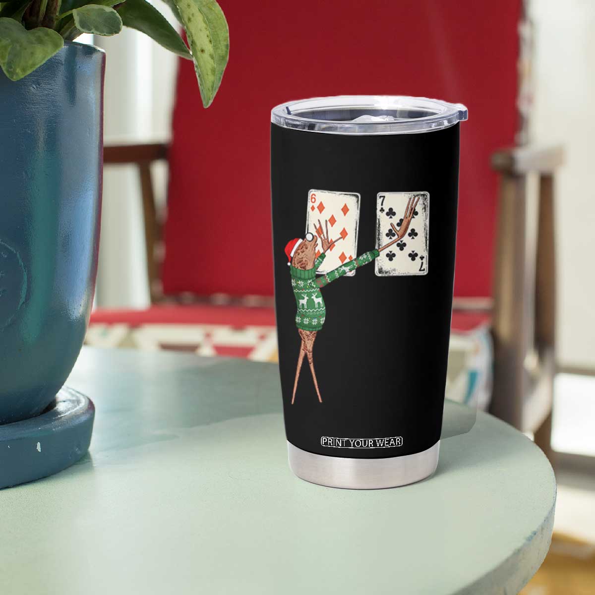 67 Marcus The Worm Poker Game Christmas Tumbler Cup Funny Six Seven Meme Playing Cards Holiday Vibe TS14 Print Your Wear