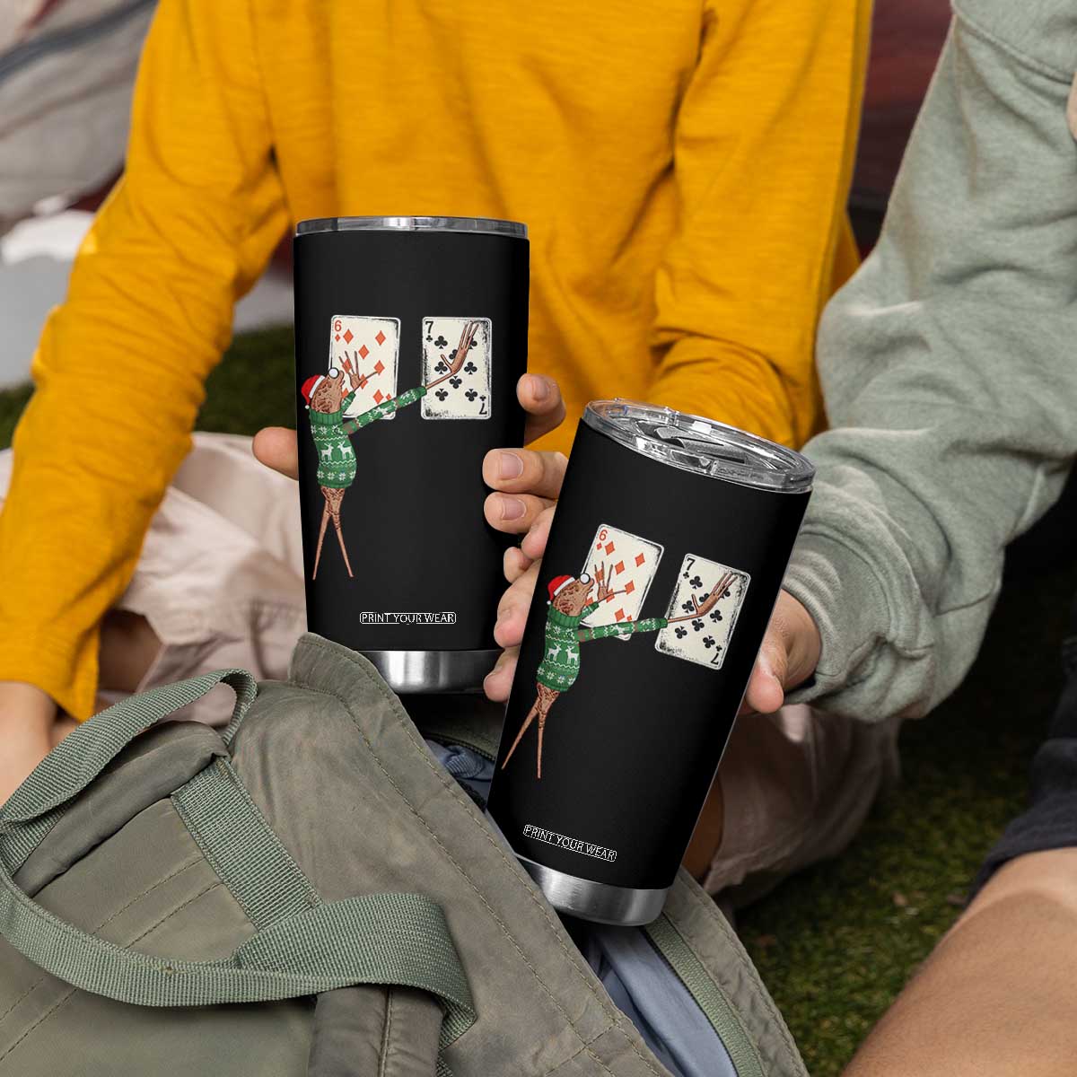 67 Marcus The Worm Poker Game Christmas Tumbler Cup Funny Six Seven Meme Playing Cards Holiday Vibe TS14 Print Your Wear