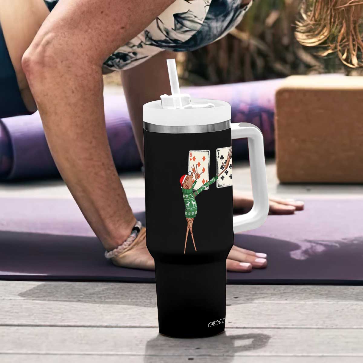 67 Marcus The Worm Poker Game Christmas Tumbler With Handle Funny Six Seven Meme Playing Cards Holiday Vibe TS14 Print Your Wear
