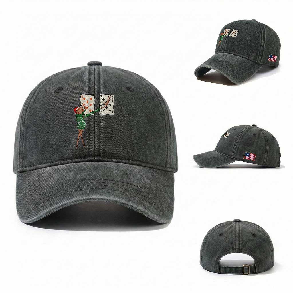 67 Marcus The Worm Poker Game Christmas Washed Cotton Baseball Cap Funny Six Seven Meme Playing Cards Holiday Vibe TS14 Washed Cap Universal Fit Dark Green Print Your Wear