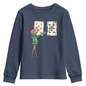 67 Marcus The Worm Poker Game Christmas Youth Sweatshirt Funny Six Seven Meme Playing Cards Holiday Vibe TS14 Navy Print Your Wear