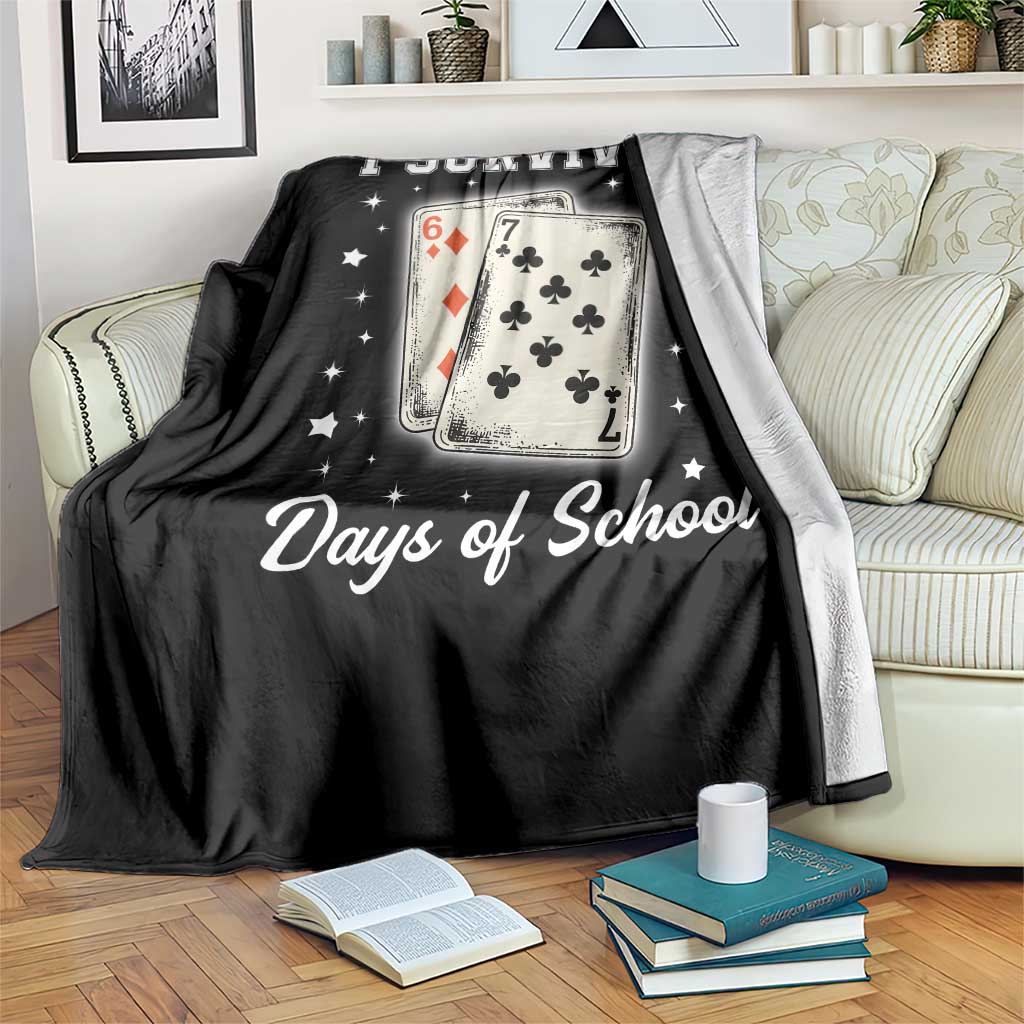 I Survived 67 Days Of School Throw Blanket Playing Cards Meme TS14 Print Your Wear