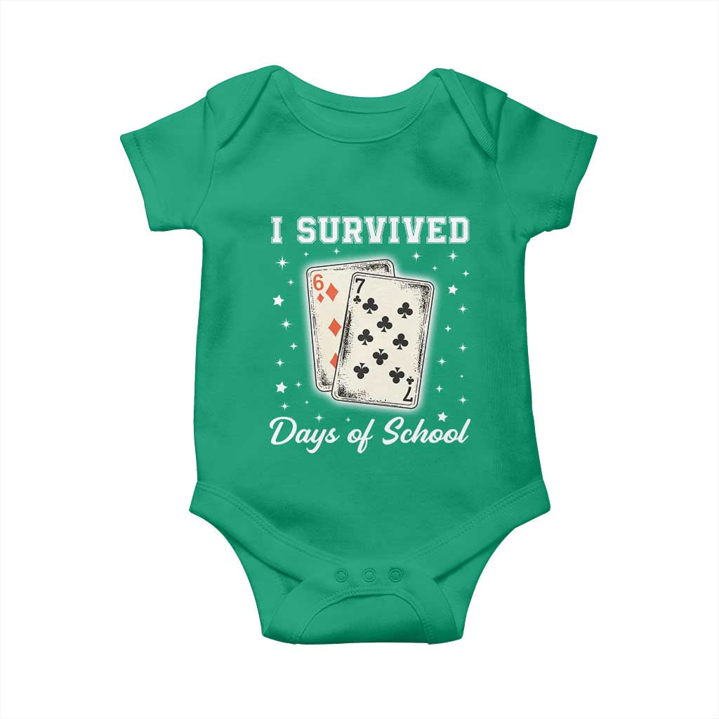 I Survived 67 Days Of School Baby Onesie Playing Cards Meme TS14 Irish Green Print Your Wear