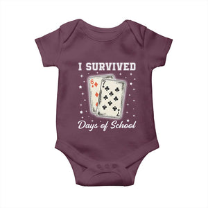 I Survived 67 Days Of School Baby Onesie Playing Cards Meme TS14 Maroon Print Your Wear