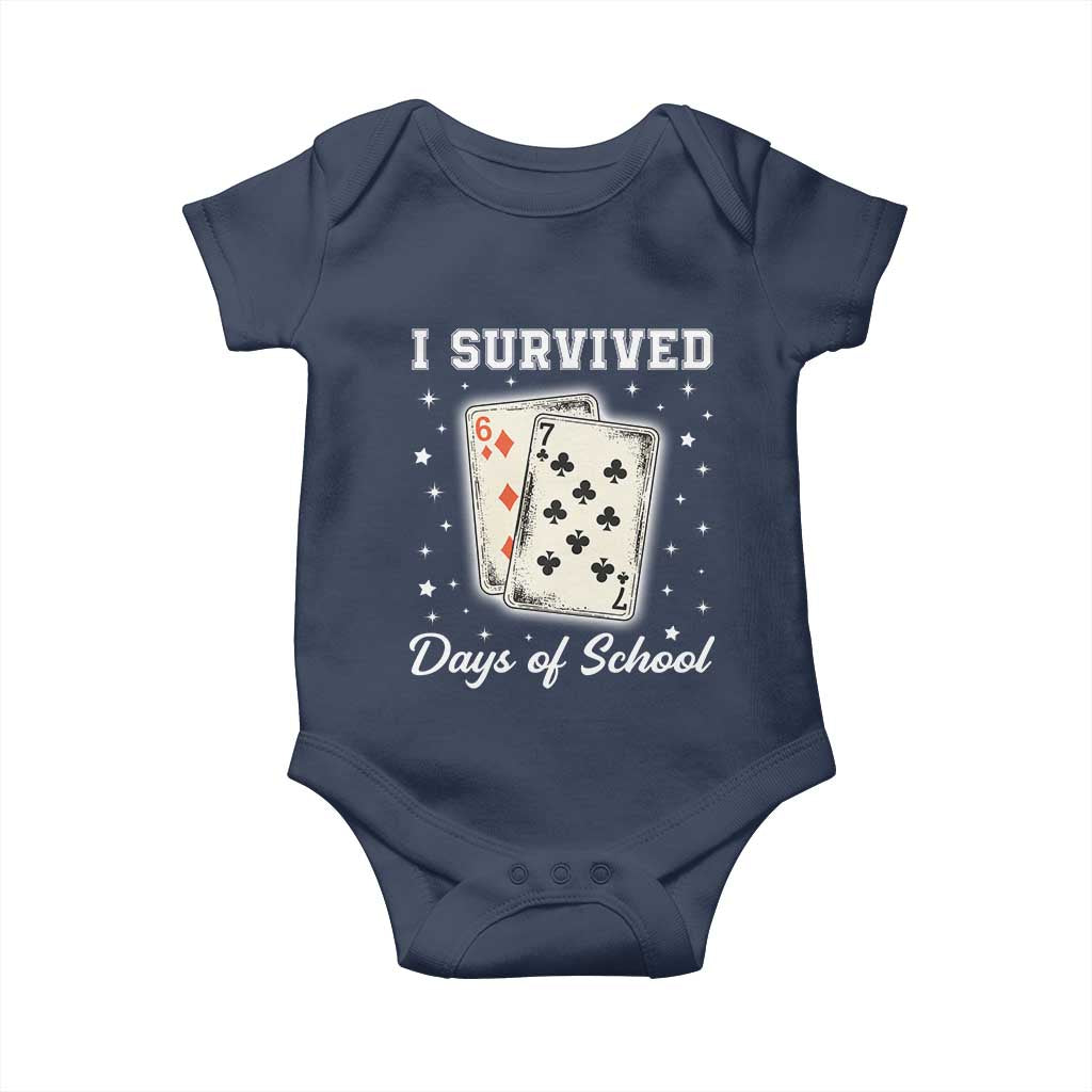 I Survived 67 Days Of School Baby Onesie Playing Cards Meme TS14 Navy Print Your Wear