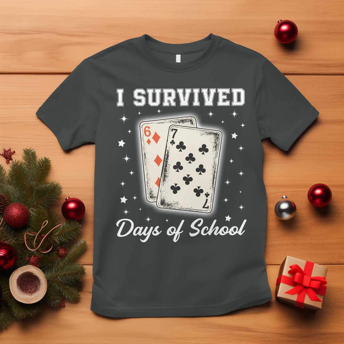 I Survived 67 Days Of School T Shirt Playing Cards Meme TS14 Dark Heather Print Your Wear