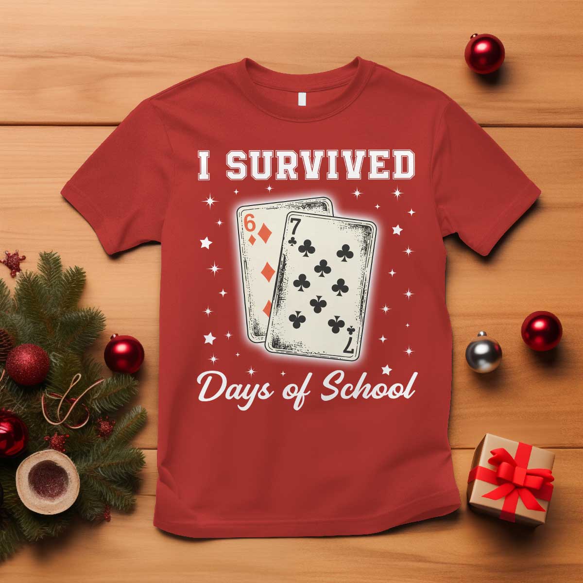 I Survived 67 Days Of School T Shirt Playing Cards Meme TS14 Red Print Your Wear