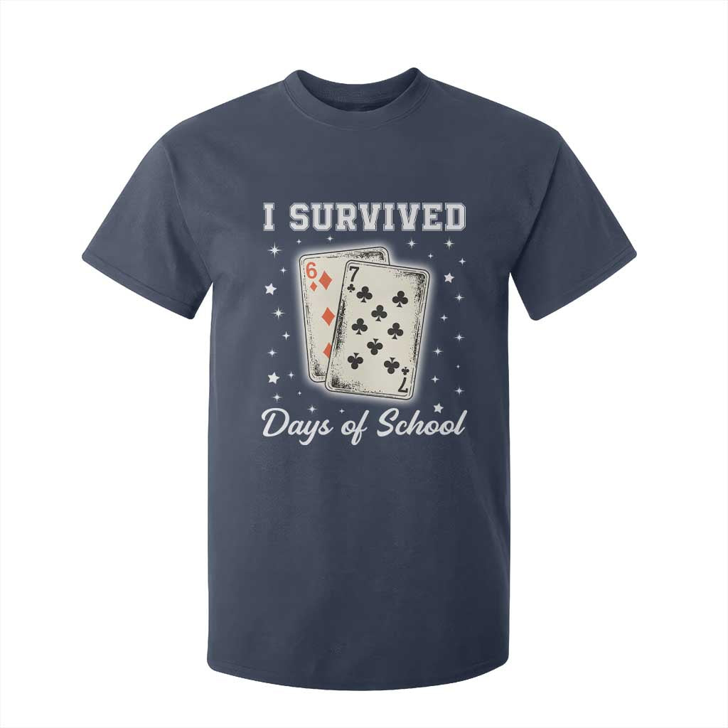I Survived 67 Days Of School T Shirt For Kid Playing Cards Meme TS14 Navy Print Your Wear