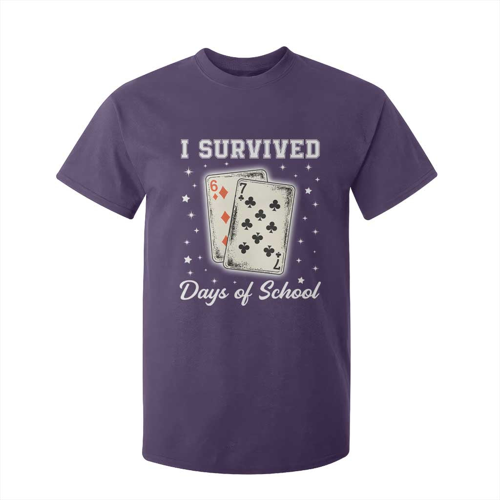 I Survived 67 Days Of School T Shirt For Kid Playing Cards Meme TS14 Purple Print Your Wear