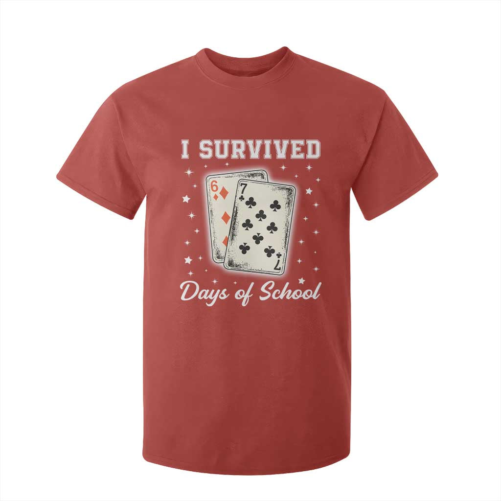 I Survived 67 Days Of School T Shirt For Kid Playing Cards Meme TS14 Red Print Your Wear