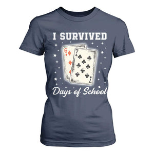 I Survived 67 Days Of School T Shirt For Women Playing Cards Meme TS14 Navy Print Your Wear