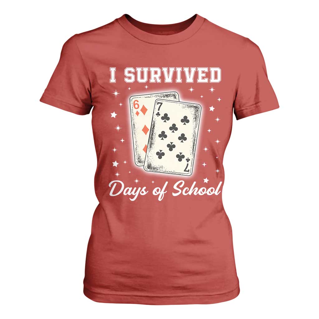 I Survived 67 Days Of School T Shirt For Women Playing Cards Meme TS14 Red Print Your Wear